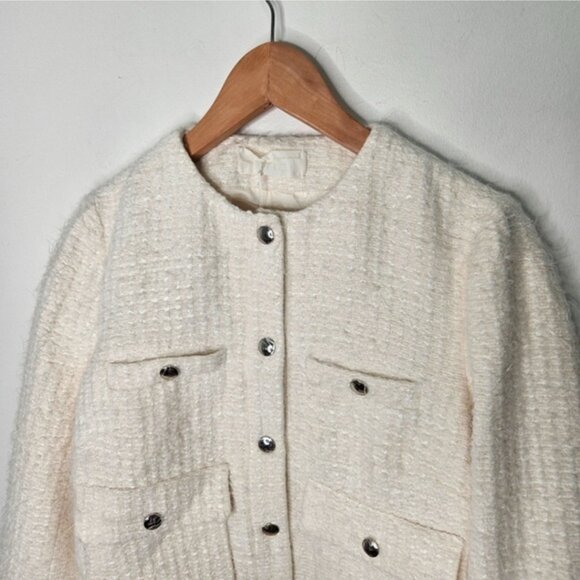 NWT ARKET Cropped Boucle Jacket Sz 6 Off White Textured - Picture 5 of 13